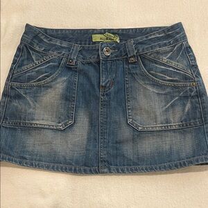 Washed Blue Denim Mini Skirt
